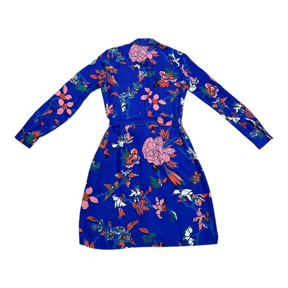 Diane Von Furstenberg Cobalt Blue Floral Shirt Dress Size 6 - Picture 4 of 7